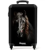 NoBoringSuitcases.com Handgepäck Koffer 55x40x20, cm Tiere auf schwarzem Hintergrund: Friesisches Pferd, - Bunt