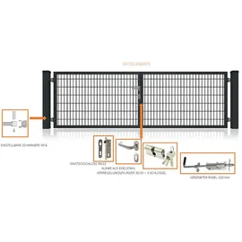 FA-Bausysteme Doppelflügeltor 450 x 140 cm Anthrazit/Stahl