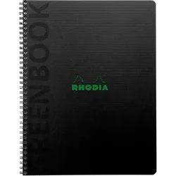 Rhodia 5x Greenbook, Notizbuch A5+ aus flexiblem recycelbarem Recyclingkarton 350 g/m2, 80 Bl Recyclingpapier 90 g/m2 - Schwarz 119935C