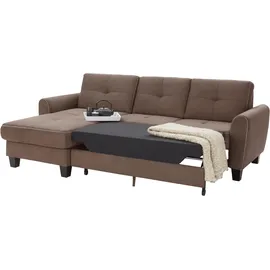 sit&more Ecksofa »Varese L-Form« mit Federkern, wahlweise mit Bettfunktion und Stauraum braun