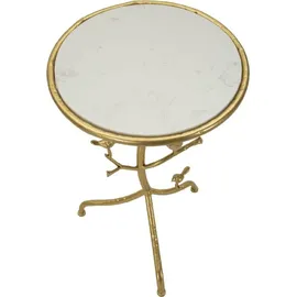 Mauro Ferretti Beistelltisch Vögel Marmor Ø 38x60 cm gold weiß - Gold/Weiß