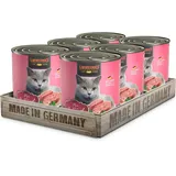 LEONARDO Nassfutter für Katzen, Geflügel pur, 6X 800g Dose, Katzenfutter getreidefrei, Alleinfutter, Made in Germany