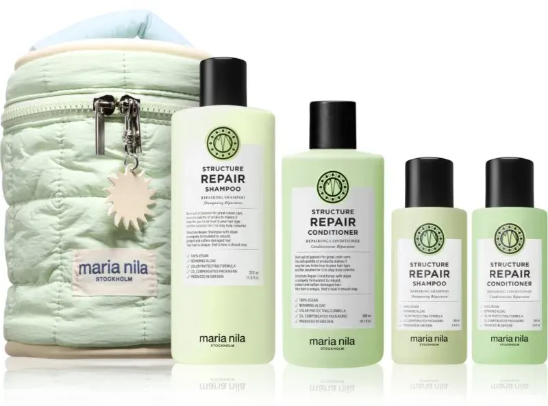 Maria Nila Structure Repair Beauty Bag Geschenkset für trockenes und beschädigtes Haar 4 St.