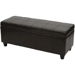 Mendler Aufbewahrungs-Truhe Kriens, Sitzbank Bank, Kunstleder, 45x114x45cm ~ braun