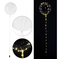 infactory Ballon mit Lichterkette: Luftballon mit Lichterkette, 40 warmweiße LEDs, Ø 30 cm, transparent (Helium Ballon mit Lichterkette, LED Ballon, Lichterschlauch)