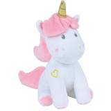 JEMINI Jemini- 023741 Einhorn Plüsch +/- 19 cm mit Rassel, weiß rosa