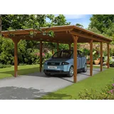 SKANHOLZ Carport Emsland 4,04 x 8,46 m nussbaum inkl. EPDM Folie, Pfostenanker