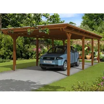 SKANHOLZ Carport Emsland 4,04 x 8,46 m nussbaum inkl. EPDM Folie, Pfostenanker