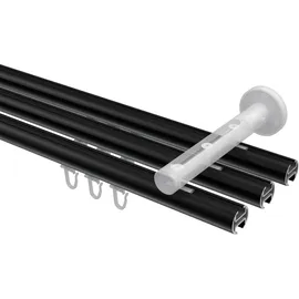 Interdeco GARDINENSTANGE INNENLAUF Siteno Zoena 480 cm (geteilt in 3 x 160 cm), 3-läufig, 20 mm Ø Schwarz