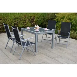 Merxx Amalfi Set 5-tlg. Tisch 180 x 75 cm schwarz