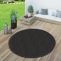Teppich PACO HOME "Timber 125", schwarz, H:4mm Ø:200cm, Polypropylen (PP), Teppiche, Flachgewebe, Sisal Optik, In- und Outdoor geeignet, Wohnzimmer