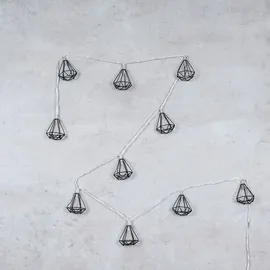 levandeo 10er Lichterkette LED Metall Schwarz Polygon Diamant Timer-Funktion Licht Beleuchtung Deko Industrial - Schwarz