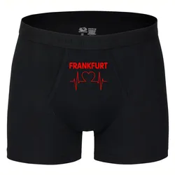 multifanshop Herren Boxer Short - Frankfurt - Herzschlag - Druck rot - Unterwäsche
