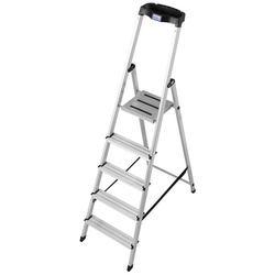 KRAUSE Stufen-Stehleiter »MONTO Safety«, 5 Sprossen, Aluminium - silberfarben