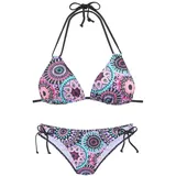 LASCANA Triangel-Bikini, mit kontrastfarbigen Bändern, lila bedruckt, Gr.34 Cup C/D,