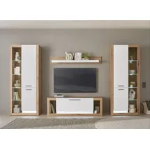 Home Affaire Wohnwand HOME AFFAIRE "Brixen, moderne Anbauwand, Wohnzimmer-Set, Eiche Evoke Dekor mit Weiß", weiß (eiche evoke, weiß), B:350cm H:195cm T:43cm, Holzwerkstoff, Kastenmöbel-Sets, Wohnwand, enthält Stauraumelemente, Lowboard und Wandboard