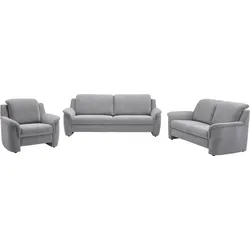 Polstergarnitur VILLA BECK "Garda", grau (6 fels), Flachgewebe, Kopfteilverstellung, Sitzmöbel-Sets, Kopfteilverstellung, besteht aus 2,5-Sitzer, 2-Sitzer und Sessel