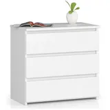 akord furniture factory Akord Nachtschrank, Weiß, Nachbildung, 3 Schubladen, Rechteckig,Rechteckig, 60x57x35 cm, Schlafzimmer, Nachttische