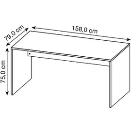 Germania Lissabon Schreibtisch grafit, navarra-eiche rechteckig, Wangen-Gestell grau 158,0 x 79,0 cm