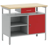 VidaXL Werkbank mit Abschließbarer Tür Rot 100x55x85 cm Stahl