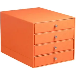 Rhodiarama Schubladenbox mit 4 geschlossenen Laden, Kunstleder, 24,8x32 ,7x22,8cm - Tangerine 318964C