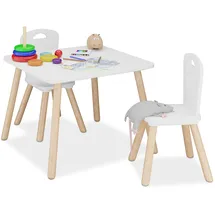 Relaxdays Kindersitzgruppe 3-teilig  weiß Kiefer