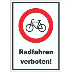 Radfahren verboten Aufkleber A4 (210x297mm)