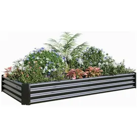 luxuskollektion Hochbeet-Set Verzinktes Metall 232 x 113 x 30 cm Schwarz