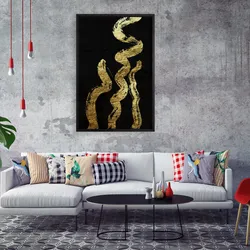 queence Leinwandbild »Black & Gold«, Abstrakt-Kunst-Modern, mit einem Schattenfugenrahmen veredelt queence Farbe Rahmen: schwarz + Farbe Bild(er): schwarz