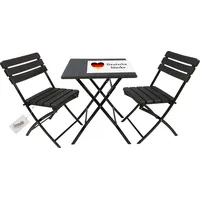 Lemodo Balkonmöbel Set 3-teilig, 2x Balkonstühle + 1x Balkontisch, Holzoptik