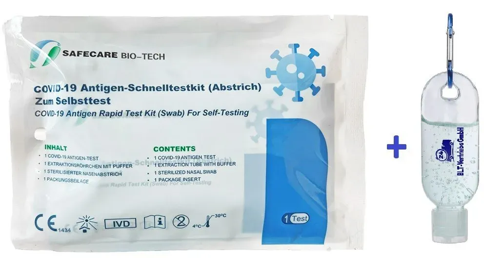 Safecare Covid-19 Corona Schnelltest Nasal + Gratis Desinfektionsmittel 100 St
