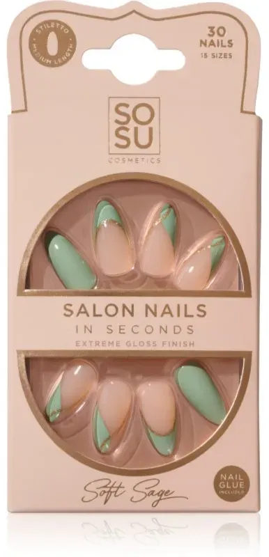 SOSU Cosmetics Salon Nails künstliche Fingernägel Farbton Soft Sage 30 St.