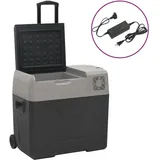 vidaXL Kühlbox mit Rollen und Adapter Schwarz & Grau 30 L Polypropylen