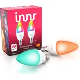 Innr Zigbee E14 LED Kerze, Color, Funktioniert mit Philips Hue*, Alexa, Hey Google (Bridge erforderlich), 2-Pack, RB 251 C-2 /02