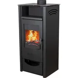 DanDiBo Ambiente EEK A Kaminofen ABC Quadro Black Holzofen 9,5 kW mit Mehrfachbelegung Kamin Ofen Holzofen Holz Werkstattofen Heizofen - Schwarz