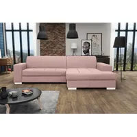 Ecksofa Eckcouch L-Form Sofa Schlafsofa LUBERO malmo 61 rechts mit Schlaffunktion und Bettkasten - Rosa