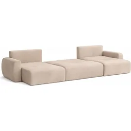 kaiser möbel Ecksofa mit Schlaffunktion und Bettkasten U-Form Ariel U XL, Veloursstoff Salvador, Beige - Beige