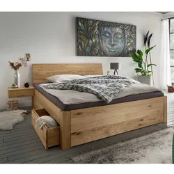 Schubkastenbett inklusive zwei Nachtkommoden 45 cm Einstiegshöhe (dreiteilig)