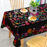 Tischdecke Rechteckig Wetterfest Abwaschbar - Polyester Gedrucktes Blumenmuster - Outdoor Tischdecke für Garten Küche Esszimmer Balkon - für 2-3 Personen - Wasserdicht & Langanhaltend - 100x140 cm