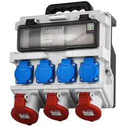 Baustromverteiler 12 Module mit Griff IP44 4x230V 2x16A 32A Doktorvolt Stromverteiler ohne Schutz