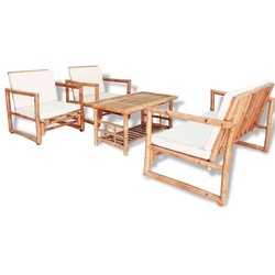 Merax Gartenlounge-Set, (4-tlg), aus Bambus inklusive Kissen, Gartenmöbel set Gartengarnitur Sitzgruppe Gartenbank mit Tisch
