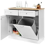 KOMFOTTEU Sideboard Küchenschrank, mit großer Arbeitsplatte & 2 Schubladen weiß