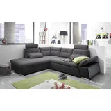 ed exciting design Eckcouch Kunstleder 4-Sitzer Schwarz