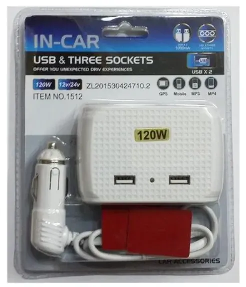 Zigarettenanzünder-Verteiler 3-fach USB weiß 5055-2