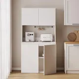 Küchenbuffet Küchenschrank Buffetschrank ESTER Sideboard mit Arbeitsplatte 100x50x187 cm Küchenvitrine weiß - Weiß