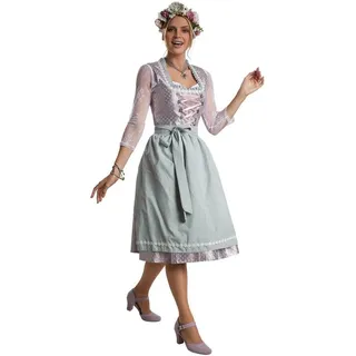dressforfun Dirndl Frauenkostüm Midi-Dirndl Oberammergau Modell 2 grün|silberfarben XL