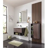 Fackelmann Fach-Midischrank B.Paris Rechts 47 cm Schwarz Matt-Rigoletto Eiche
