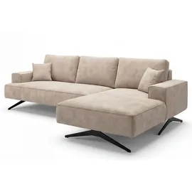 GRAINGOLD Eckcouch Velours 3-Sitzer Beige