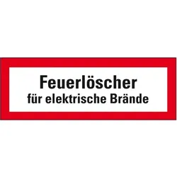 Schild I Feuerwehrschild Feuerlöscher für elektrische Brände, Kunststoff, 210x74mm, DIN 4066