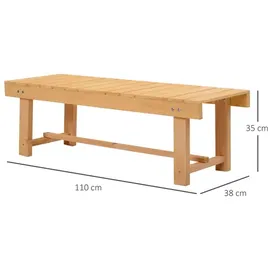 Outsunny Gartenbank 110 x 35 x 38 cm Natur